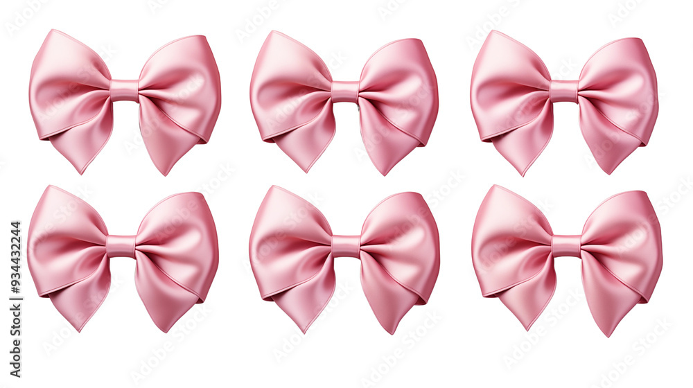 pink satin ribbon bow collection, isolated on transparent background. pink satin ribbon bow collection, isolated on transparent background.