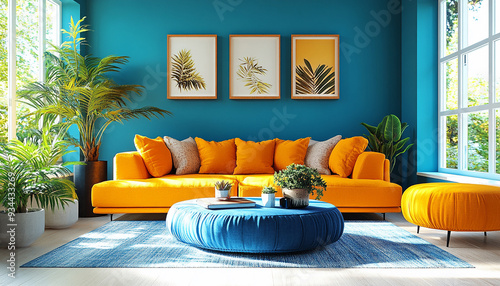 Colourful living room Tropical Interior Design