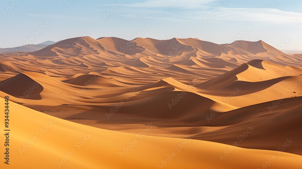 A vast barren desert with towering sand dunes AI generated illustration A vast barren desert with towering sand dunes AI generated illustration