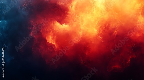 Dramatic abstract background with fiery red and orange clouds and dark blue and black clouds.