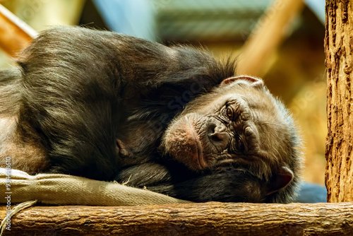 Fotografie The chimpanzee (Pan troglodytes), also simply known as the chimp