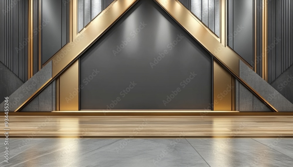 Obraz premium Modern Interior Design with Geometric Shapes and Wooden Floor