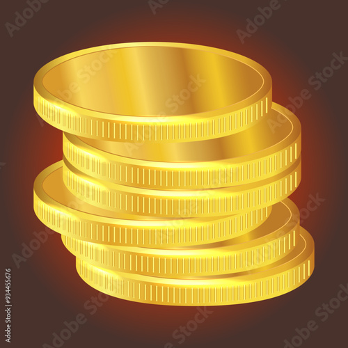 Realistic golden coins. 3d golden coins