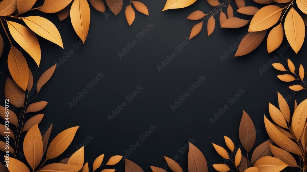 Elegant composition of golden leaves on a dark background, perfect for seasonal designs and autumn-themed projects. Elegant composition of golden leaves on a dark background, perfect for seasonal designs and autumn-themed projects.