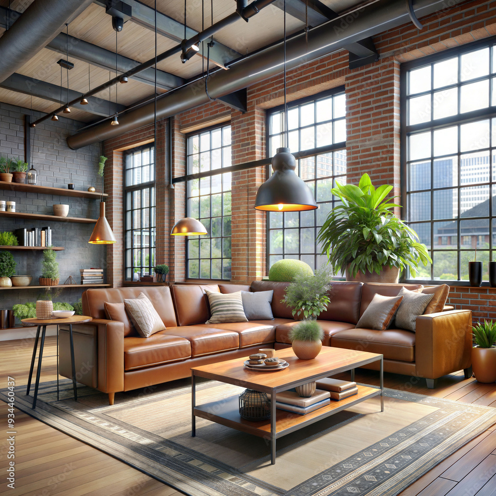 living room interior in loft industrial style living room interior in loft industrial style