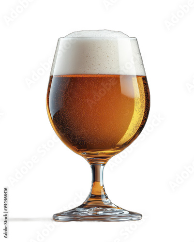 A glass of beer with a thick head of foam photo