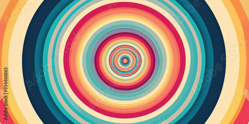 Colorful Abstract Concentric Circles Pattern with Vibrant Retro Style