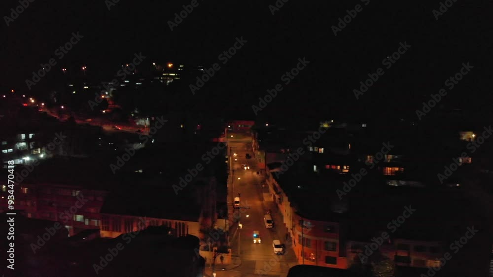 Aerial view of streets and buildings of Macarena, Bogota Colombia at Night 3 Aerial view of streets and buildings of Macarena, Bogota Colombia at Night 3