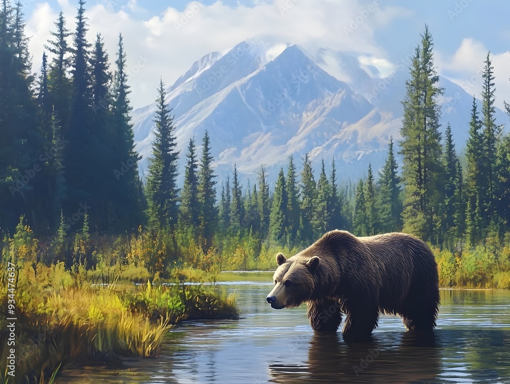 Majestic Bear in the Serene Wilderness of a Celebrated National Park Majestic Bear in the Serene Wilderness of a Celebrated National Park