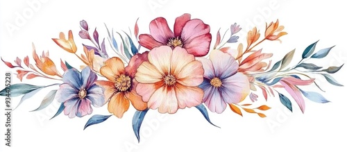 Watercolor floral bouquet Clip art suitable for printing on invitations cards wall decor and more Isolated on white background Hand painted greeting design