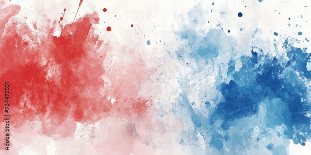 Obraz premium Watercolor illustration featuring a blend of red white and blue hues on a painted background