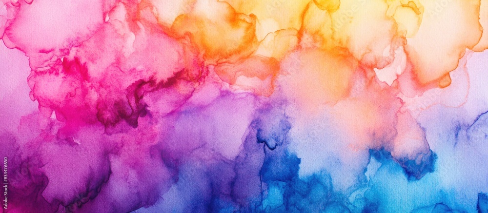 Fototapeta premium Watercolor illustration featuring vibrant neon colors Ink dispersion in water Abstract macro minimalism