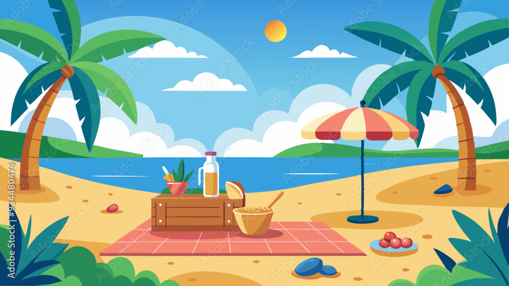 Obraz premium beach with trees and sun
