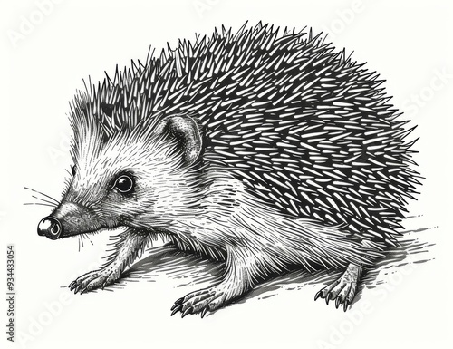 Hedgehog set illustration cut ink sketch vintage engrave ink. Wild pet background line hedge art.