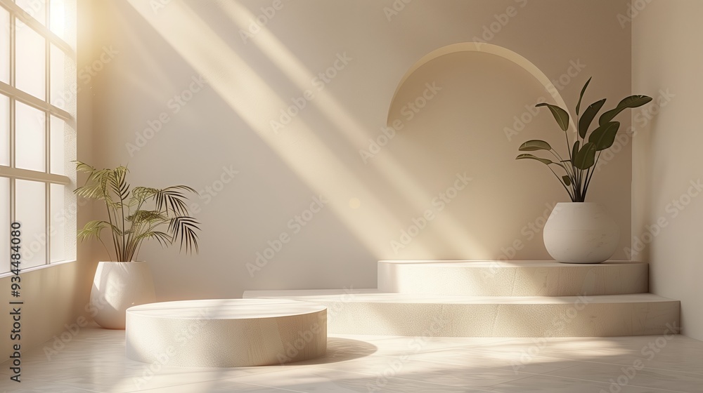 Modern Minimalist Interior Design With Natural Light and Potted Plants in a Sunny Room Modern Minimalist Interior Design With Natural Light and Potted Plants in a Sunny Room