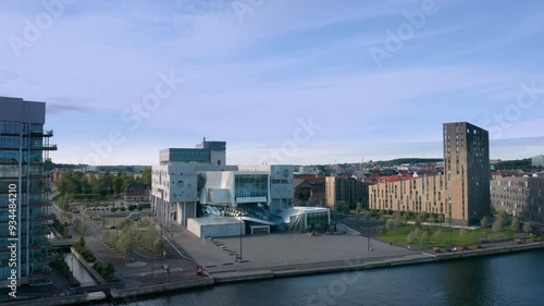 Wallpaper Mural Summer cityscape of Aalborg, North Jutland Region (Nordjylland), Denmark. Famous landmark - House of Music (Musikkens Hus) is in the center Torontodigital.ca