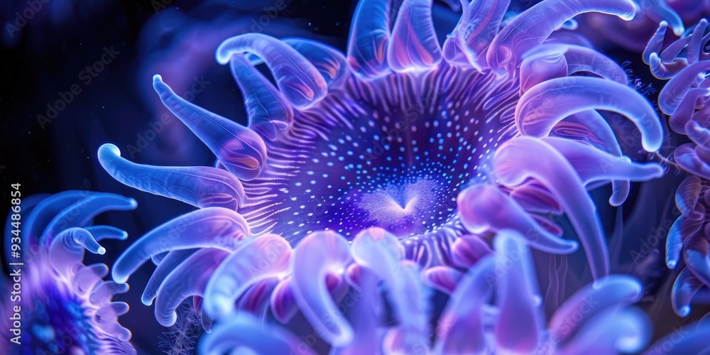 Anemone tentacles glowing under UV light due to fluorescent proteins Purpose of this phenomenon remains a mystery Anemone tentacles glowing under UV light due to fluorescent proteins Purpose of this phenomenon remains a mystery