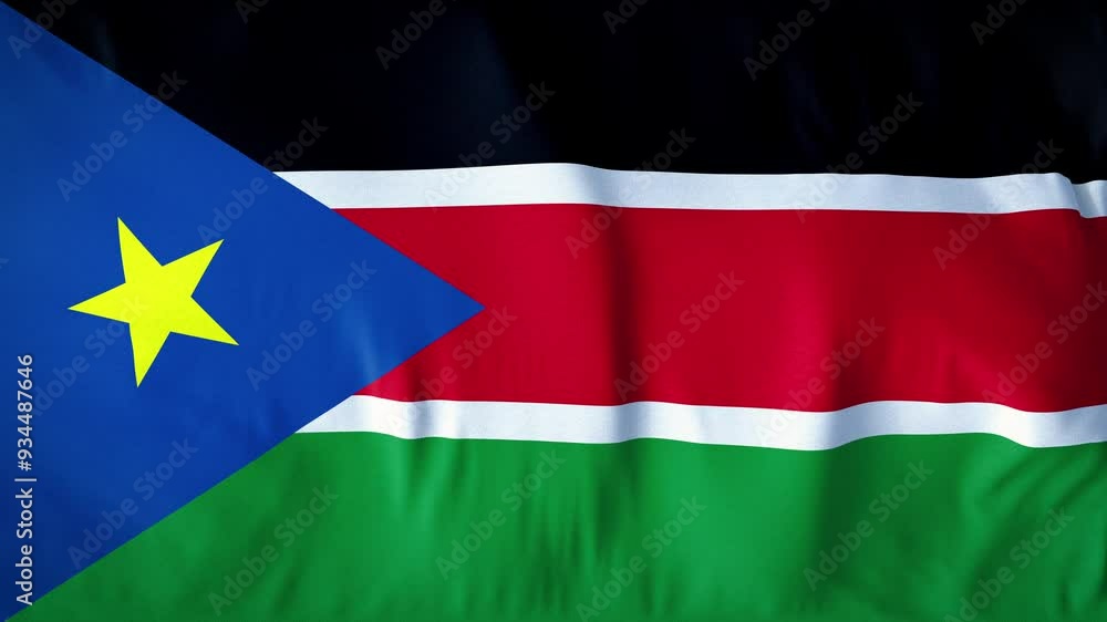 SOUTH SUDAN COUNTRY FLAG. A mesmerizing, ultra-slow-motion video of a high-quality flag gracefully waving in the wind, capturing every delicate ripple and fold in stunning detail. SOUTH SUDAN COUNTRY FLAG. A mesmerizing, ultra-slow-motion video of a high-quality flag gracefully waving in the wind, capturing every delicate ripple and fold in stunning detail.