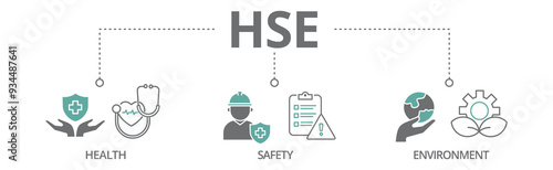 HSE banner icon, health, safety and environment vector illustration concept