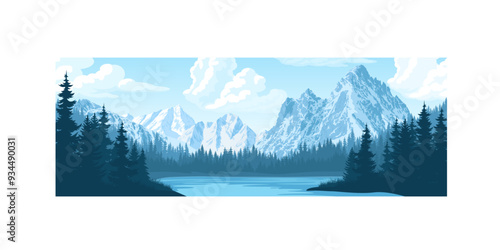 vector picturesque mountain lake in the mountains