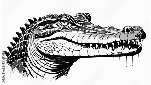Crocodile Head Sketch Style - Animal Face Portrait Mammal
