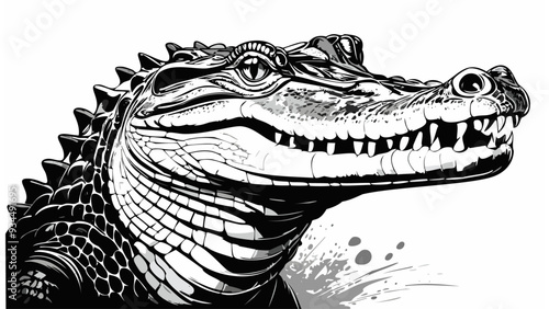 Crocodile Head Sketch Style - Animal Face Portrait Mammal
