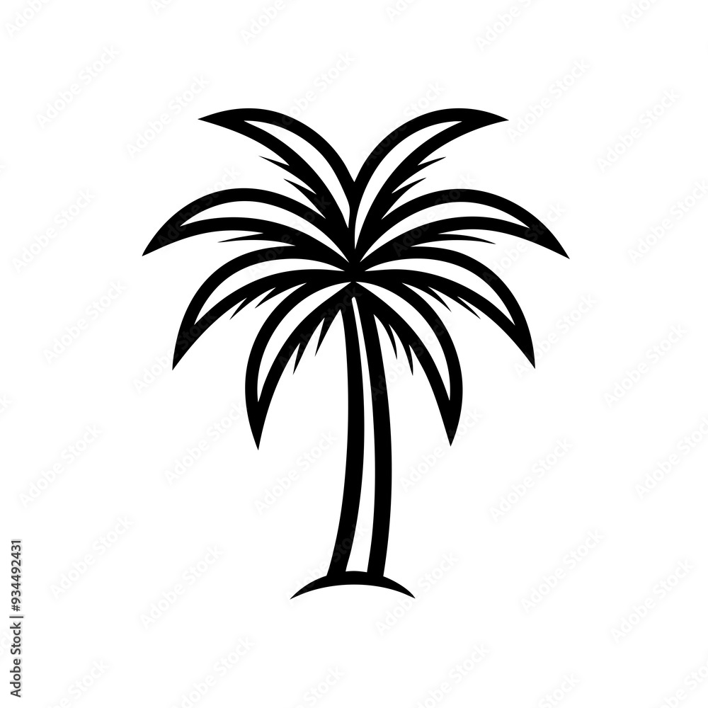 Obraz premium Minimalist palm tree logo in line art vector