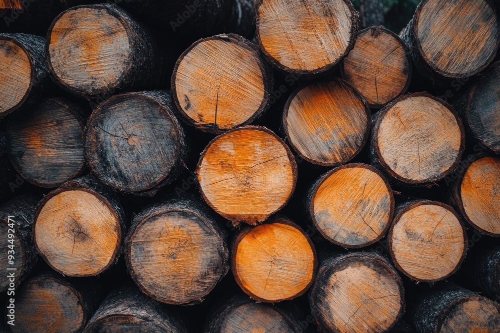Stacked wooden logs in a forest. This photo can be used for a blog post about lumber or forestry. Stacked wooden logs in a forest. This photo can be used for a blog post about lumber or forestry.