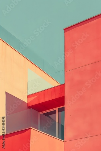 Abstract minimalist representation of a pastel-colored business complex AI generated illustration