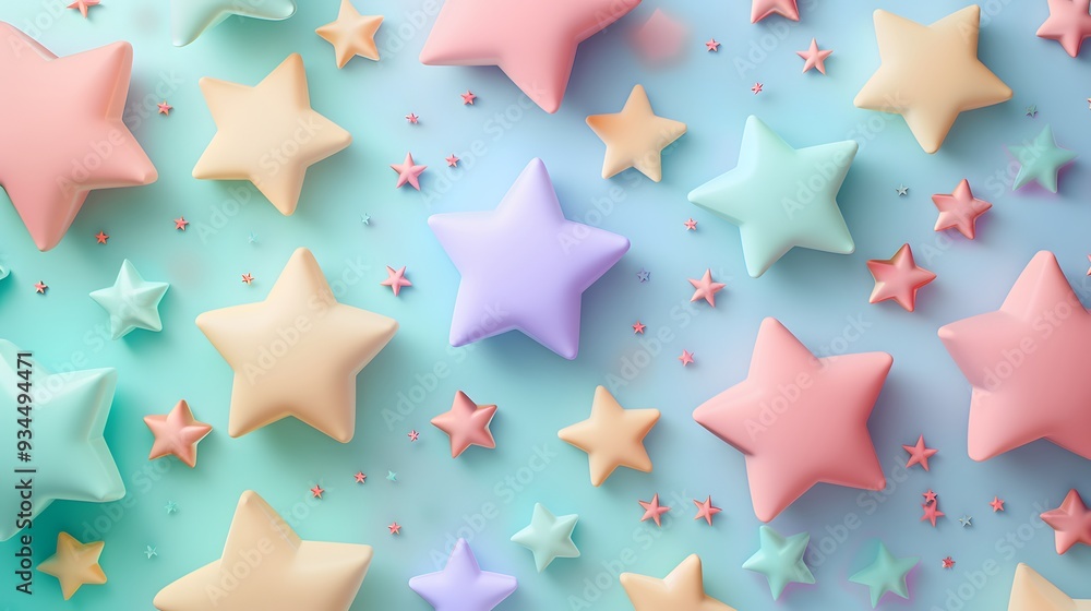 Abstract pastel 3D shapes dotted with stars AI generated illustration Abstract pastel 3D shapes dotted with stars AI generated illustration
