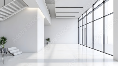 Abstract representation of a minimalist corporate office design AI generated illustration