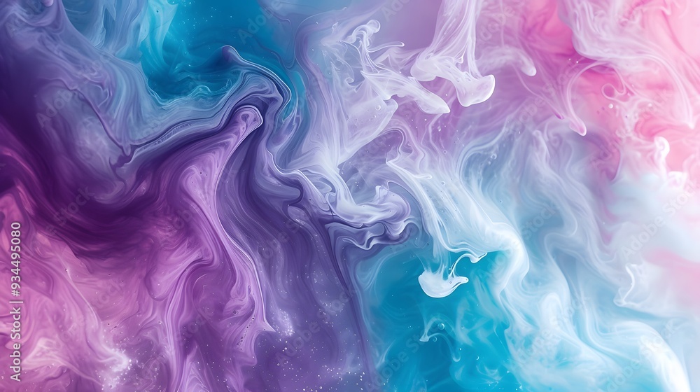 Fototapeta premium Abstract swirls of pastel-colored paint on water AI generated illustration