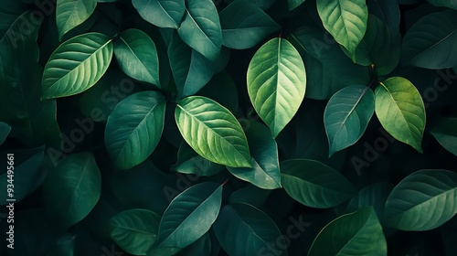 Wallpaper Mural Lush green leaves texture background with vibrant foliage for a natural and organic feel. Torontodigital.ca