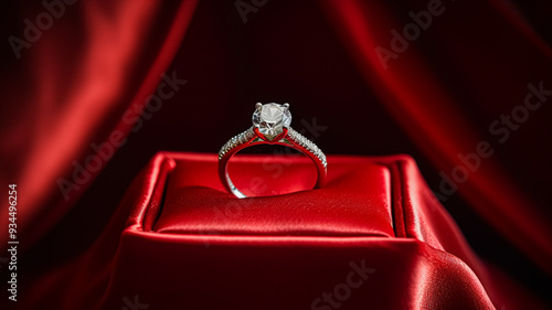 Jewellery, proposal and holiday gift, diamond engagement ring as symbol of love, romance and commitment affection