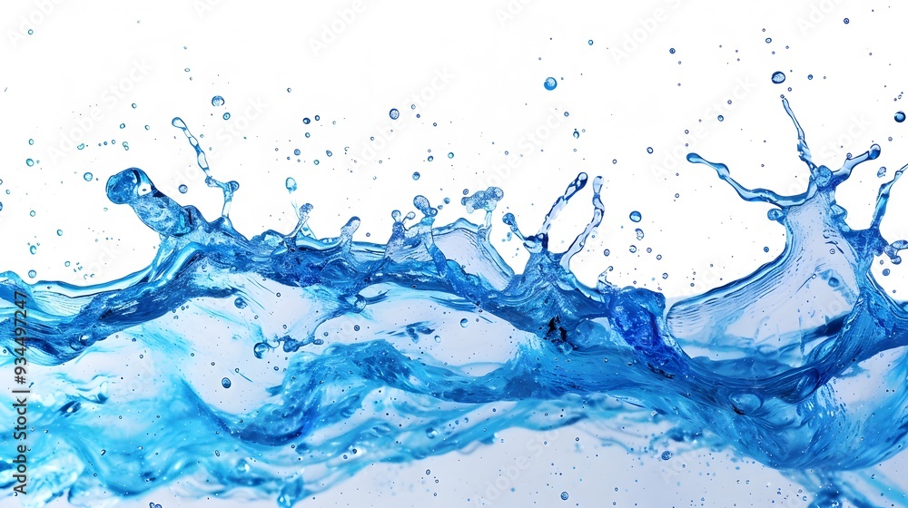 An abstract creation featuring a splash of Caribbean blue water against a sterile white background AI generated illustration An abstract creation featuring a splash of Caribbean blue water against a sterile white background AI generated illustration