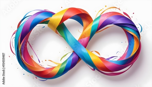 Colorful Infinity 3d Symbol Representing Neurodiversity and Inclusion made of laces papers paints