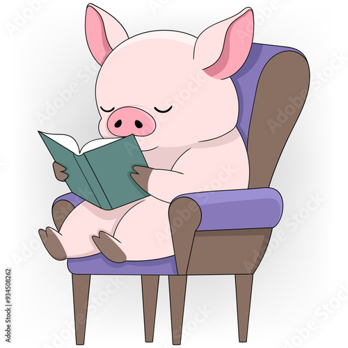 piglets sitting on chairs while reading history story books
