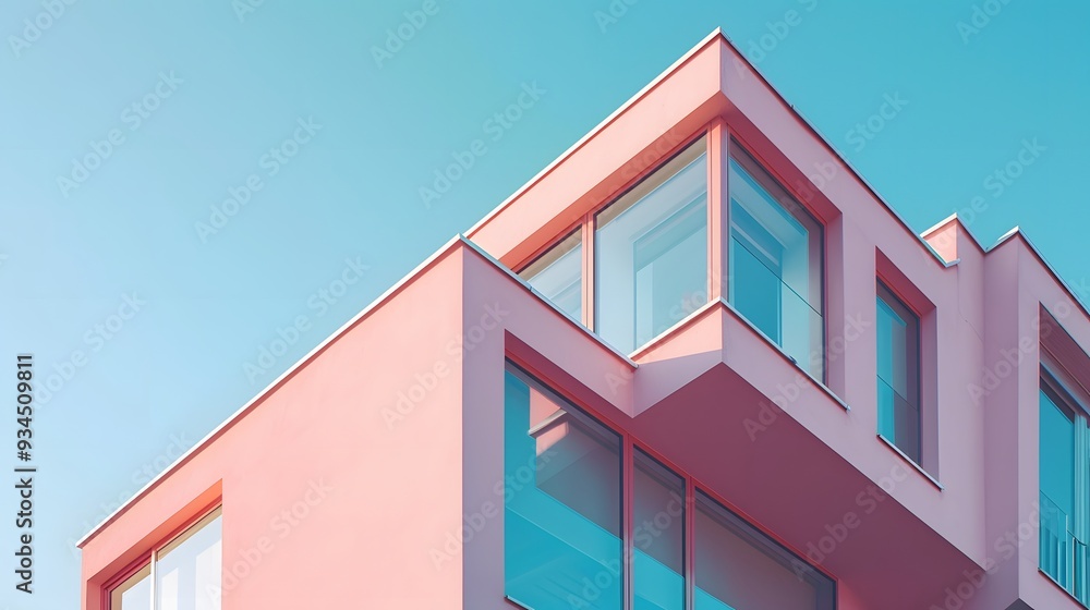 An extreme close-up of a house with sleek design and soft pastel colors AI generated illustration An extreme close-up of a house with sleek design and soft pastel colors AI generated illustration