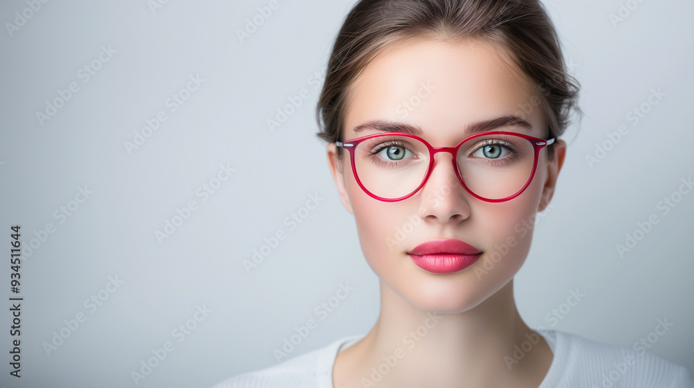 Bold red round glasses worn by a confident model, creating a striking visual with a modern and fashionable edge. Bold red round glasses worn by a confident model, creating a striking visual with a modern and fashionable edge.