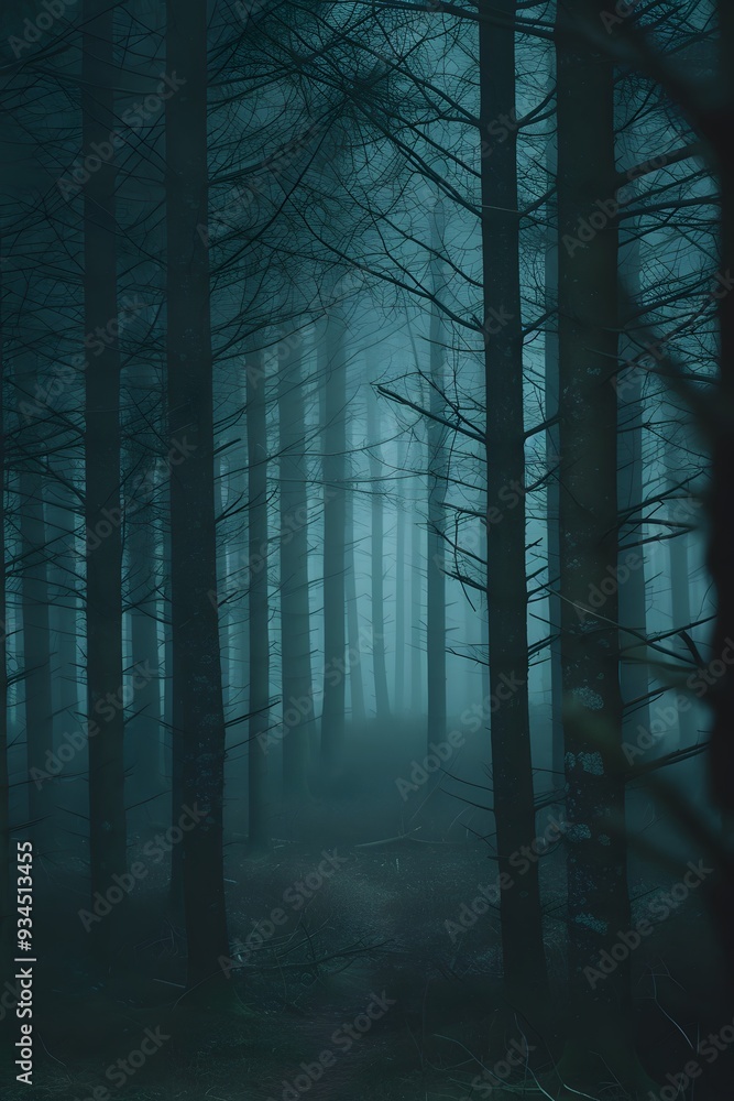 Fototapeta premium Background showing minimalistic macro shot of a foggy forest AI generated illustration