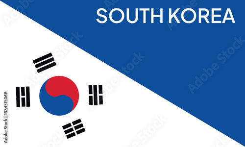 Vector flag of South Korea isolated on color background.