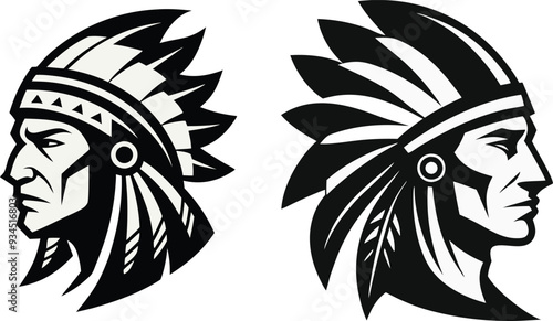Wallpaper Mural Vector silhouette of a Native American headdress Torontodigital.ca