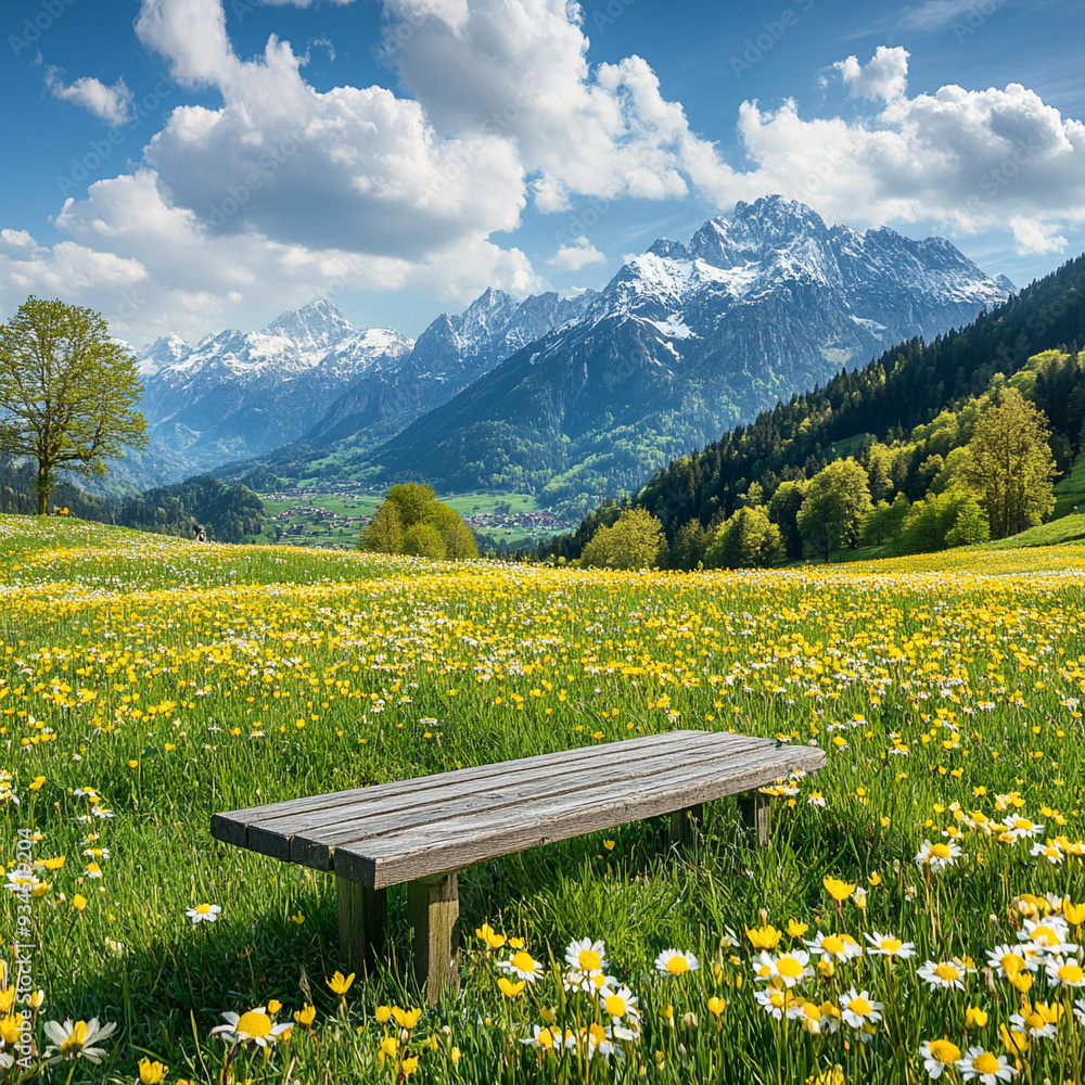 Naklejka premium idyllic mountain landscape in the Alps with blooming