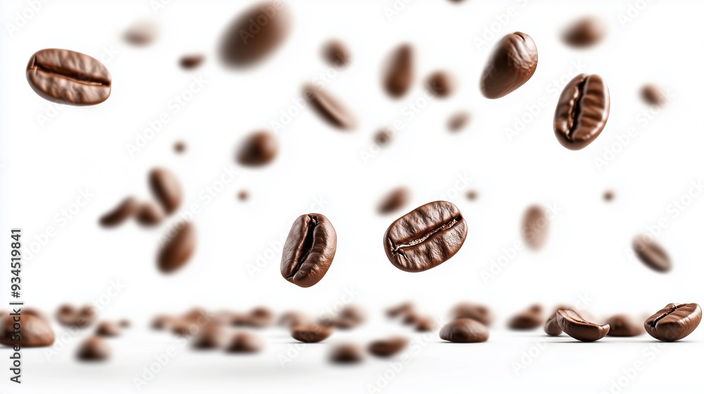 Fresh roasted coffee beans and a cup of coffee isolated on white background Fresh roasted coffee beans and a cup of coffee isolated on white background