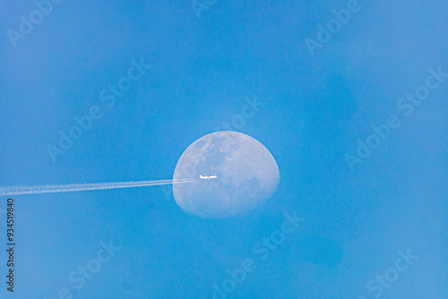 Airplane and moon