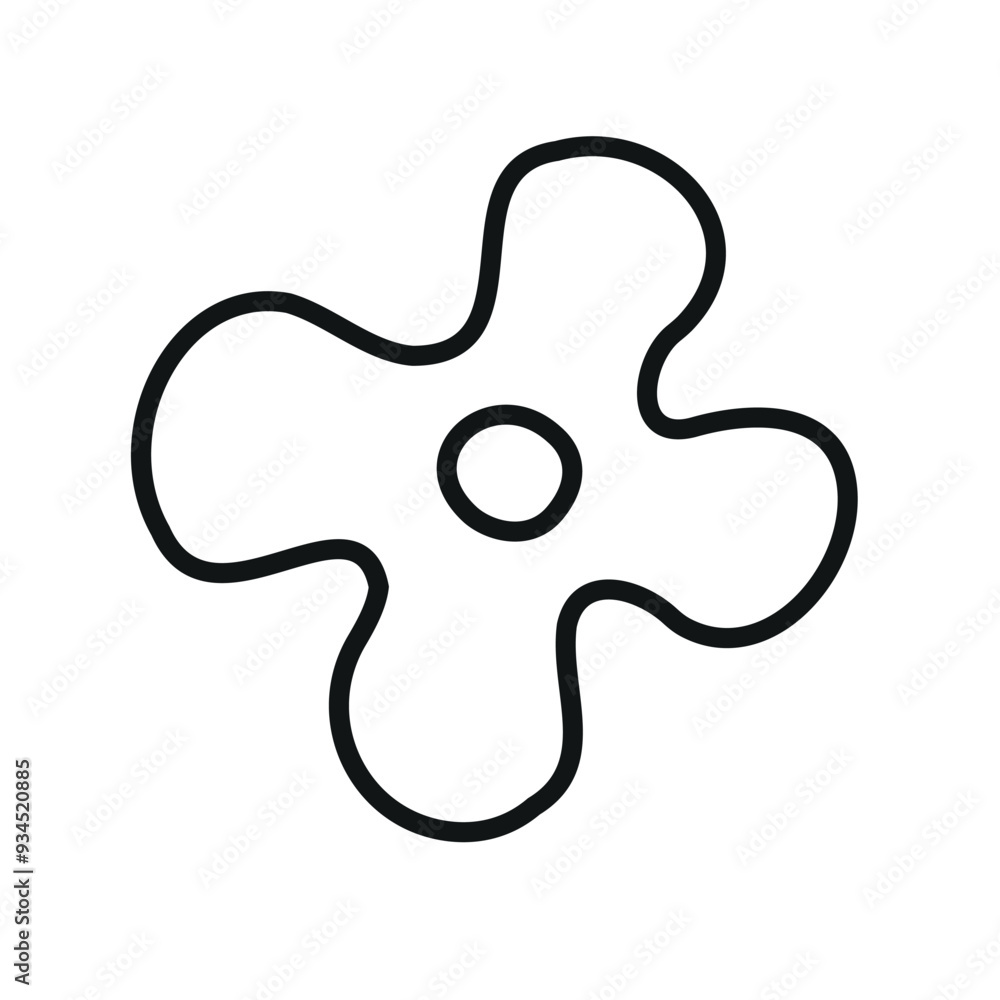 Vector groovy retro cartoon outline flower isolated on white background Vector groovy retro cartoon outline flower isolated on white background