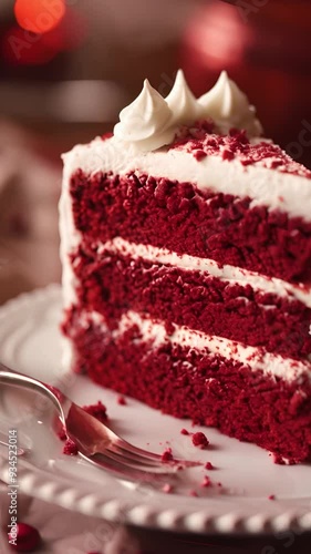 A slice of red velvet cake