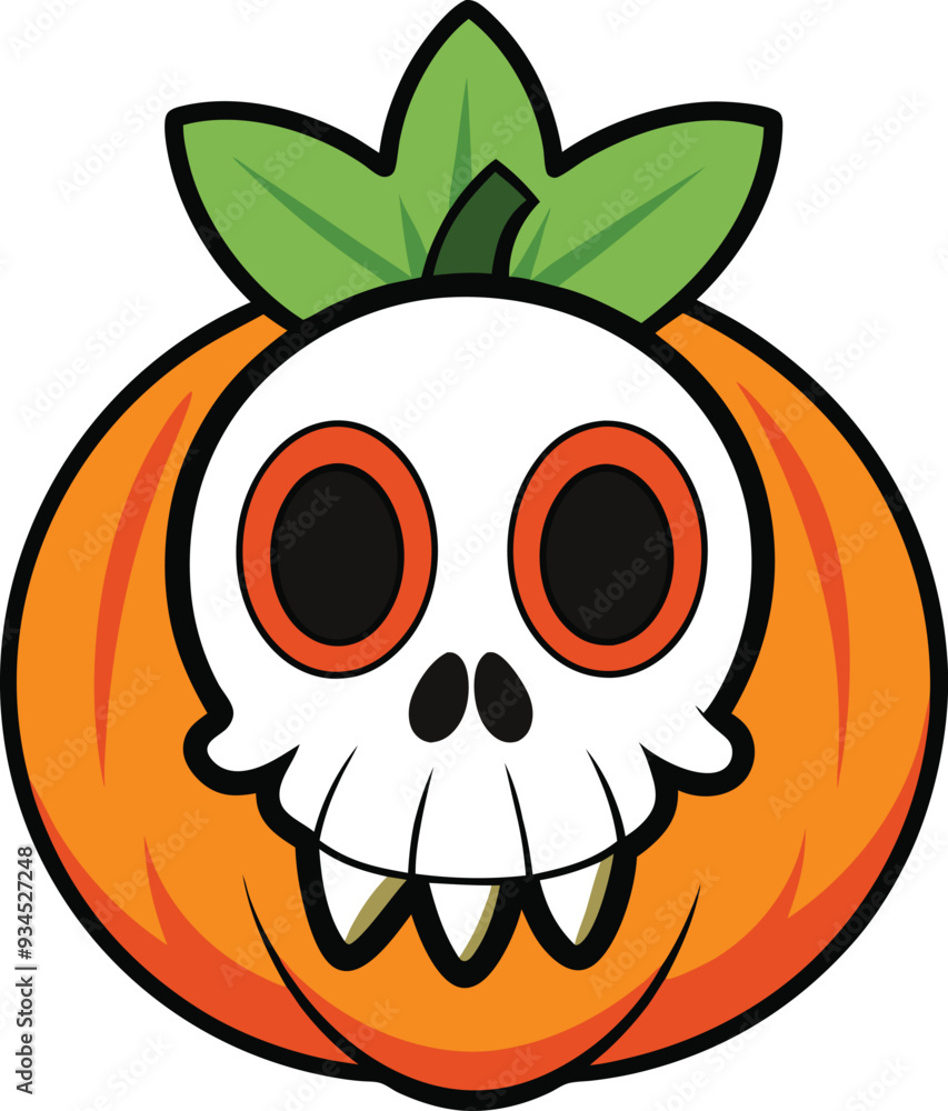 Obraz premium Halloween skull with pumpkin.