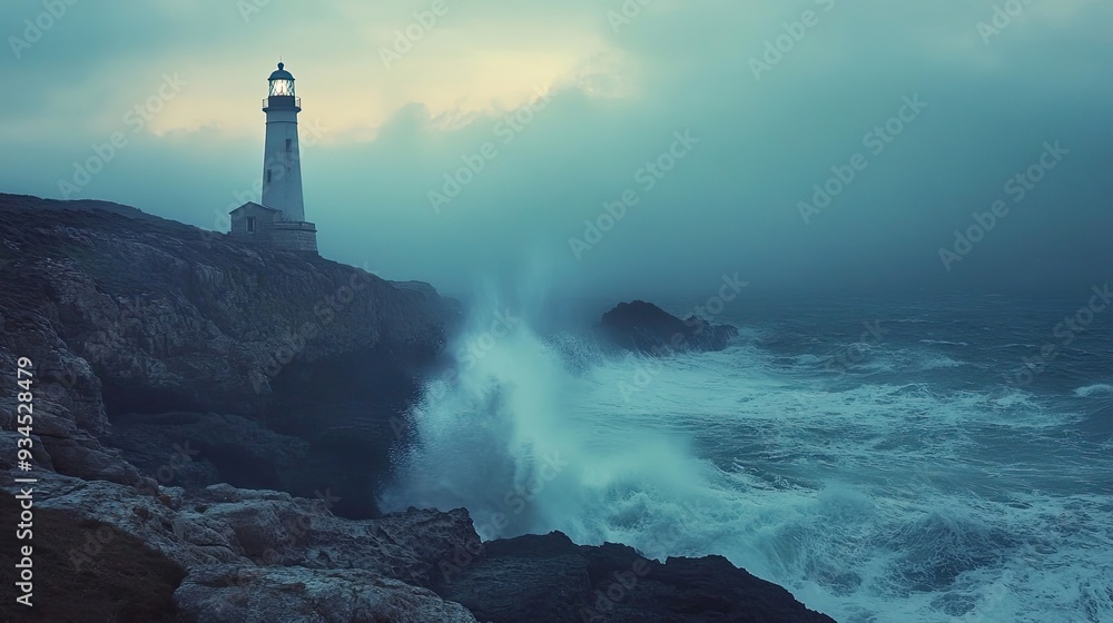 Lighthouse Standing Tall Against Stormy Seas Lighthouse Standing Tall Against Stormy Seas
