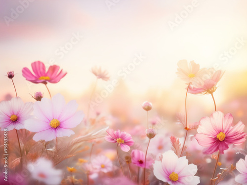 秋 コスモス 背景 コピースペース